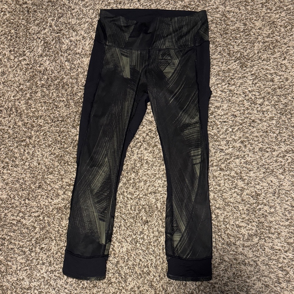 lululemon athletica Black and Green Leggings